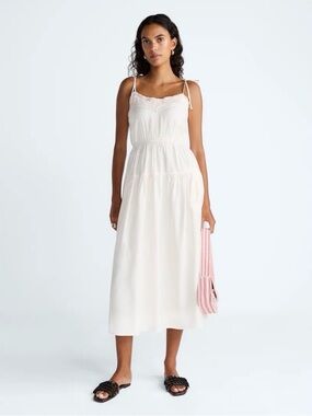 White Maxi Sundress with Lace Trim